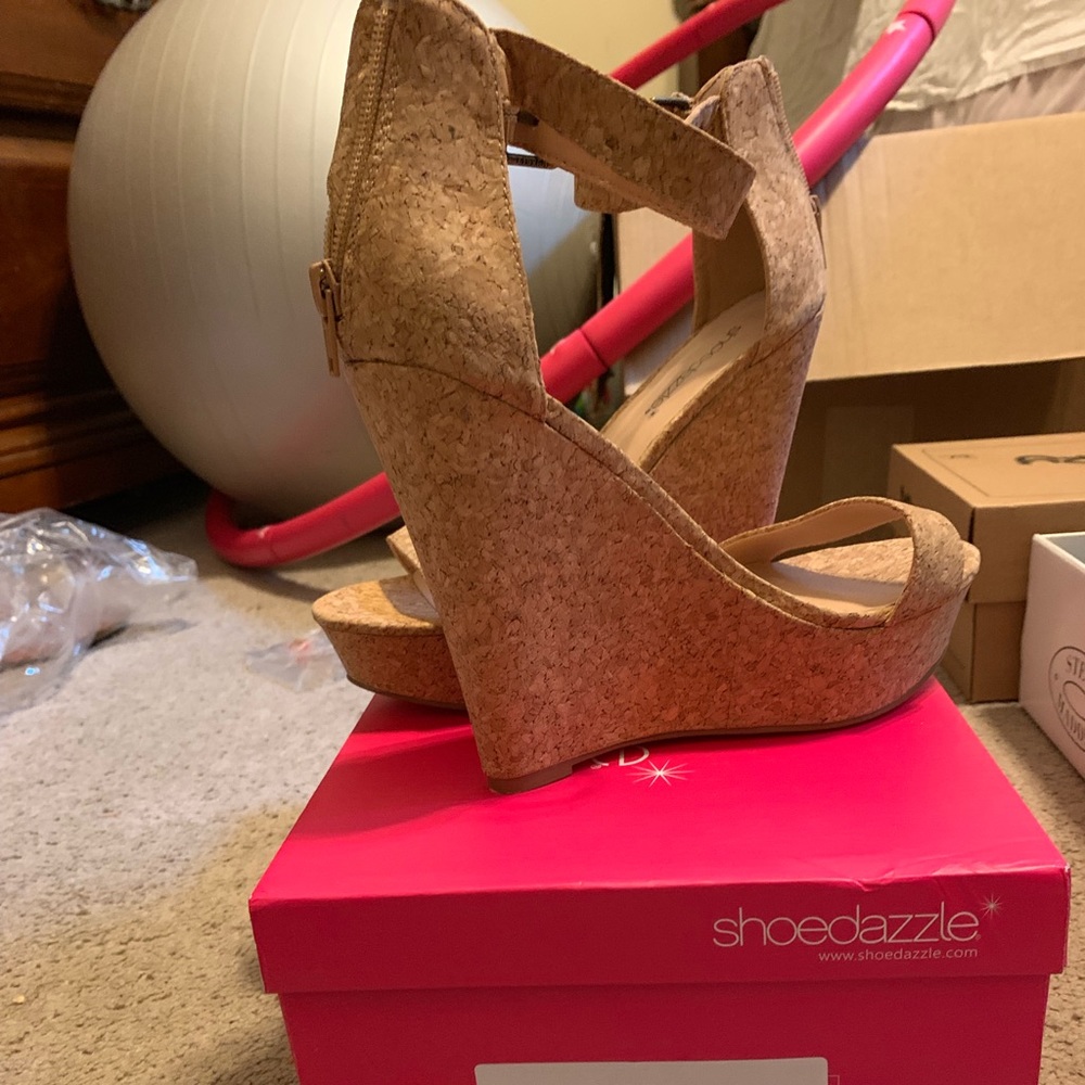 Cork material wedge heel. New with box